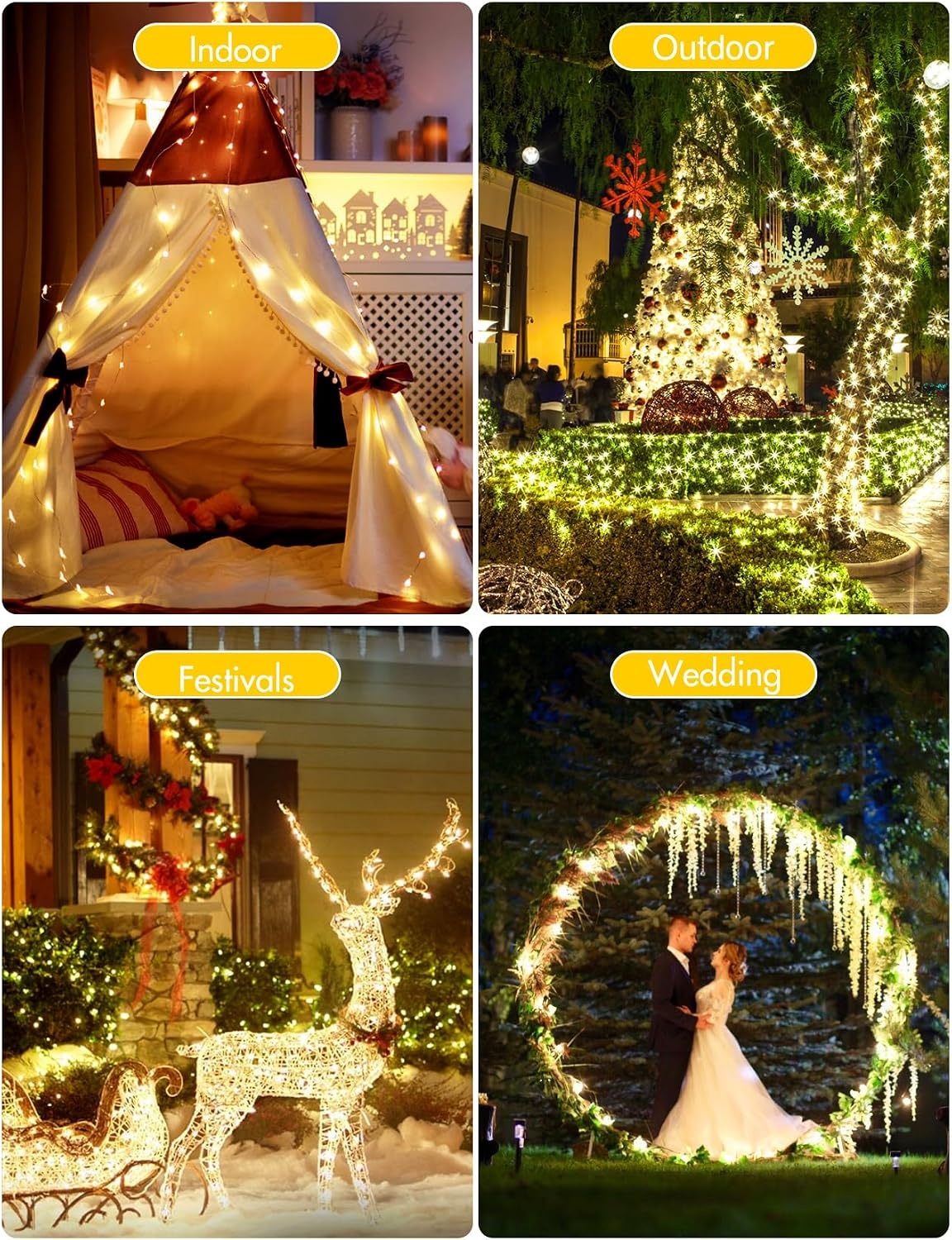 Lichtsnoer met 1000 leds, lichtketting voor buiten, 100 m, met 8 modi, IP44, waterdicht, voor terras, tuin, achtertuin, decoratie, warm wit