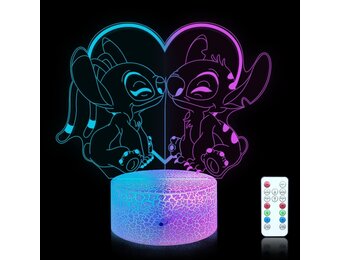 Shenjia Stitch 3D LED Nachtlamp - 16 Kleuren - Met Afstandsbediening en Touch-bediening