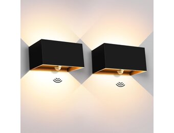 2x LED Buitenwandlamp 20W Warm Wit - Met Bewegingsmelder & Instelbare Hoek (48% Korting)