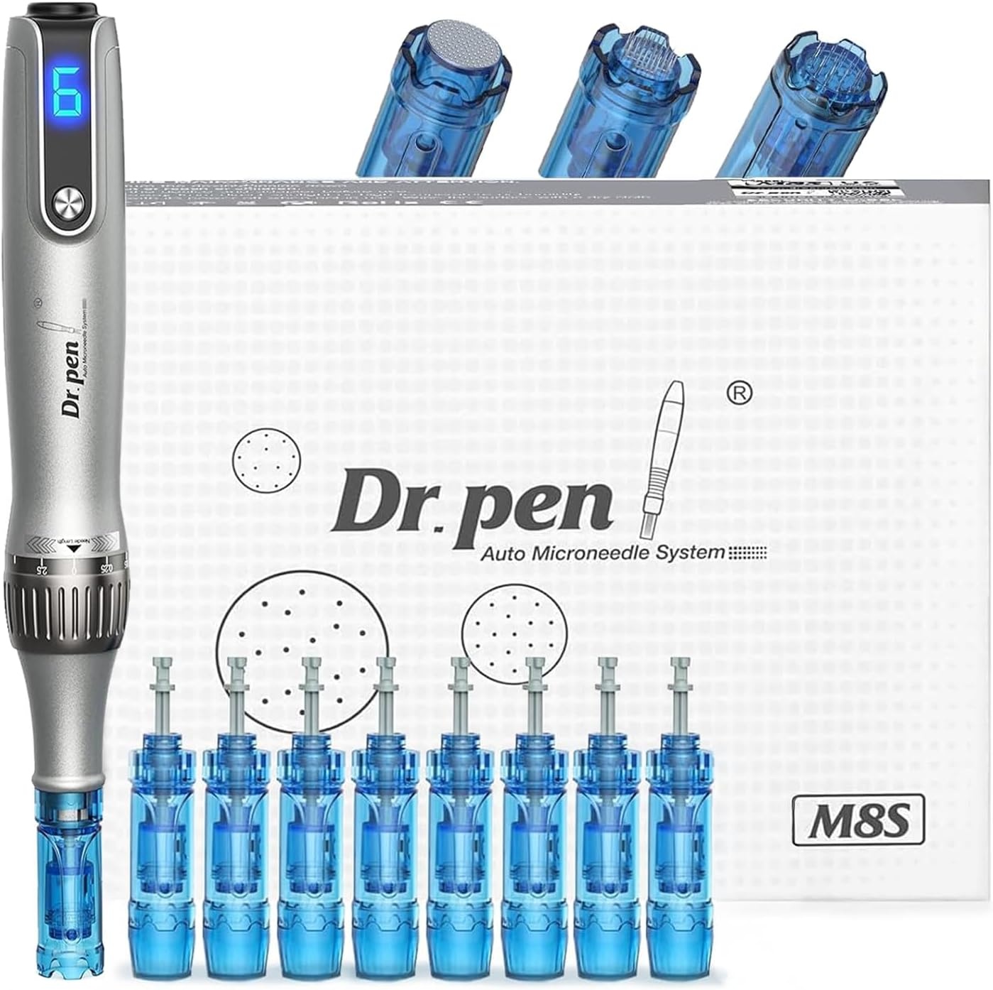 Dr. pen Ultima M8S Microneedling Pen - Professionele draadloze Derma Pen met 9 vervangende cartridges
