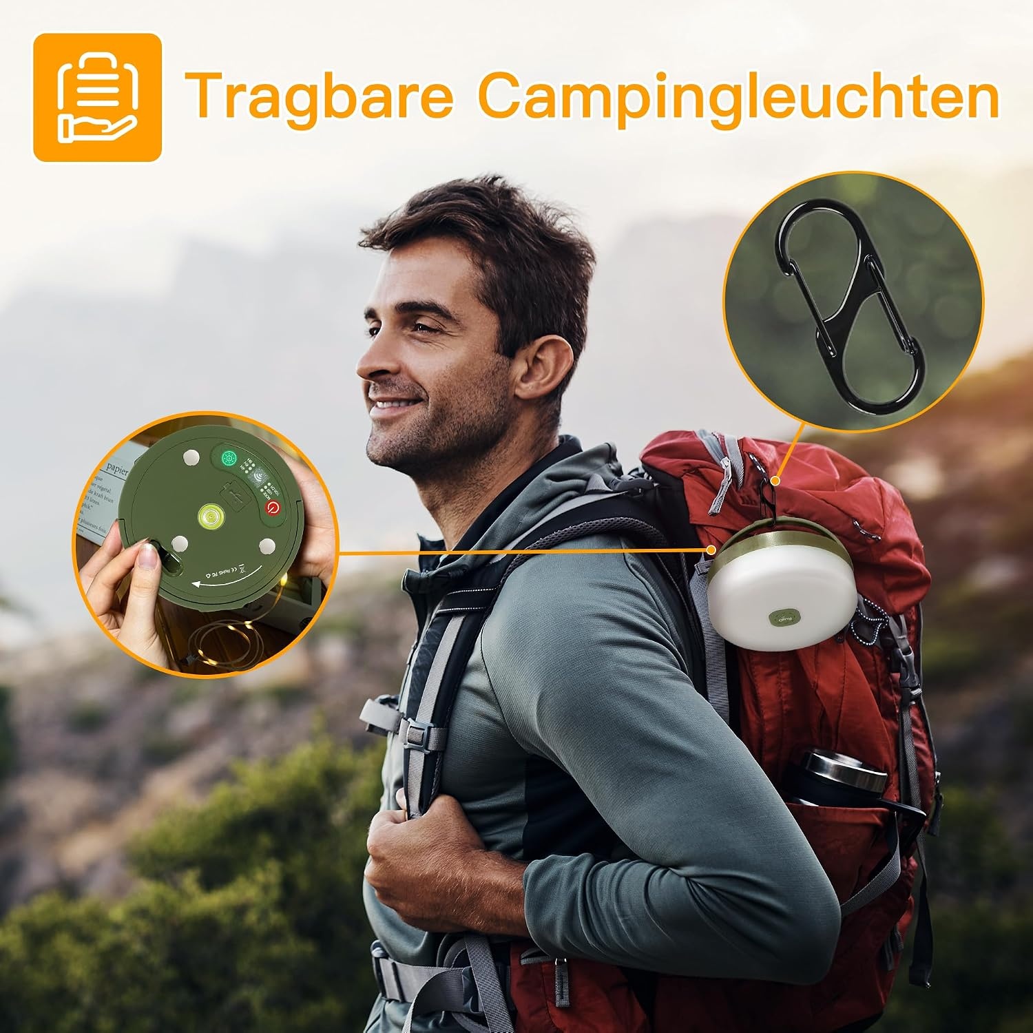 Ollny USB-lichtketting voor camping, buiten en binnen, 10 m