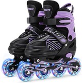 Inline skates voor kinderen, meisjes, verstelbare inlineskates voor kinderen, met alle lichtgevende wielen, voor dames, jongens en beginners - Maat (M (EU32-36))