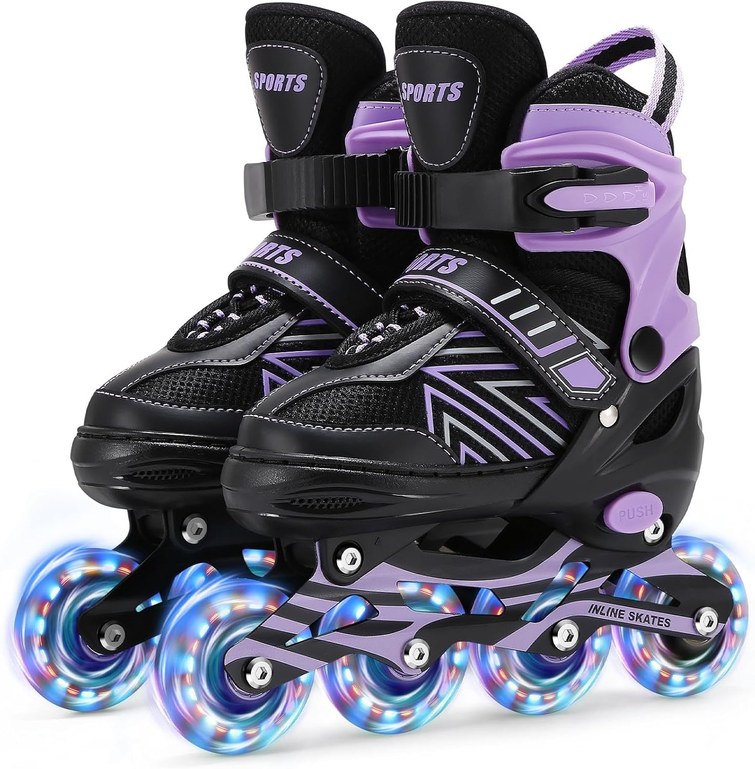 Inline skates voor kinderen, meisjes, verstelbare inlineskates voor kinderen, met alle lichtgevende wielen, voor dames, jongens en beginners - Maat (M (EU32-36))