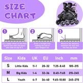 Inline skates voor kinderen, meisjes, verstelbare inlineskates voor kinderen, met alle lichtgevende wielen, voor dames, jongens en beginners - Maat (M (EU32-36))