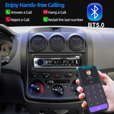 Autoradio Bluetooth 5.0, 4 x 60 W 1 DIN AM/FM autoradio met handsfree functie, stereogeluid met klok/afstandsbediening/dubbel USB/LCD-scherm, ondersteunt 2 USB/AUX/SD/TF/EQ/DSP
