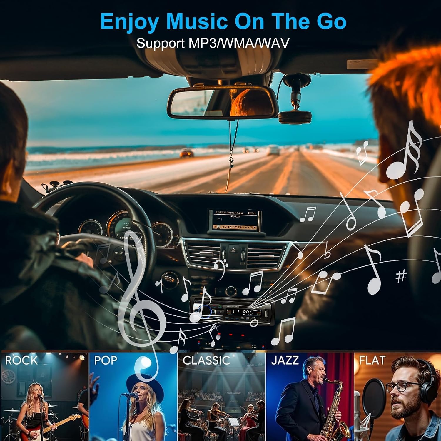 Autoradio Bluetooth 5.0, 4 x 60 W 1 DIN AM/FM autoradio met handsfree functie, stereogeluid met klok/afstandsbediening/dubbel USB/LCD-scherm, ondersteunt 2 USB/AUX/SD/TF/EQ/DSP