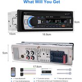 Autoradio Bluetooth 5.0, 4 x 60 W 1 DIN AM/FM autoradio met handsfree functie, stereogeluid met klok/afstandsbediening/dubbel USB/LCD-scherm, ondersteunt 2 USB/AUX/SD/TF/EQ/DSP