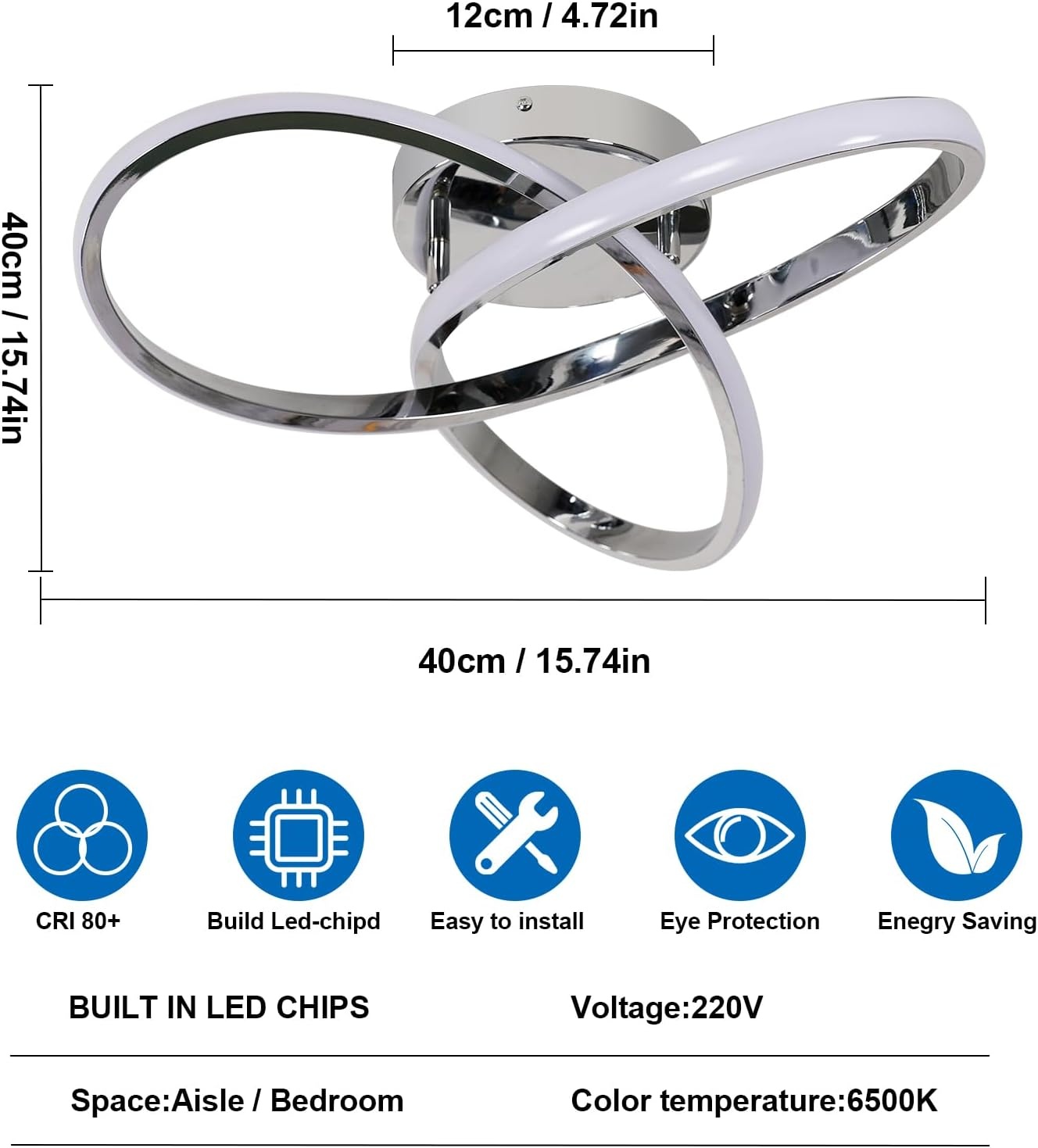 Comely Led-plafondlamp, 38 W, elegant zilver, modern bloemendesign, acryl plafondverlichting voor slaapkamer, woonkamer, keuken, ingang, hal, koudwit, 6500 K