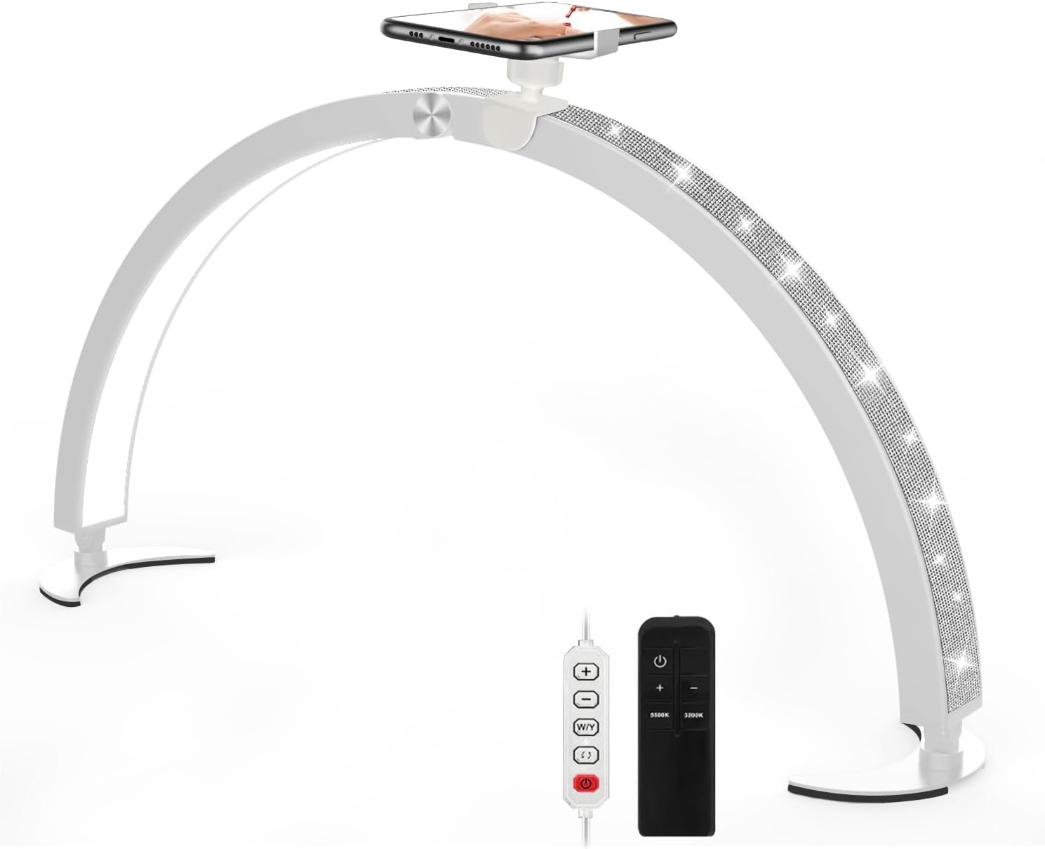 yAyusi Half Maanlicht voor Nagelbureau met Telefoonhouder Wit
