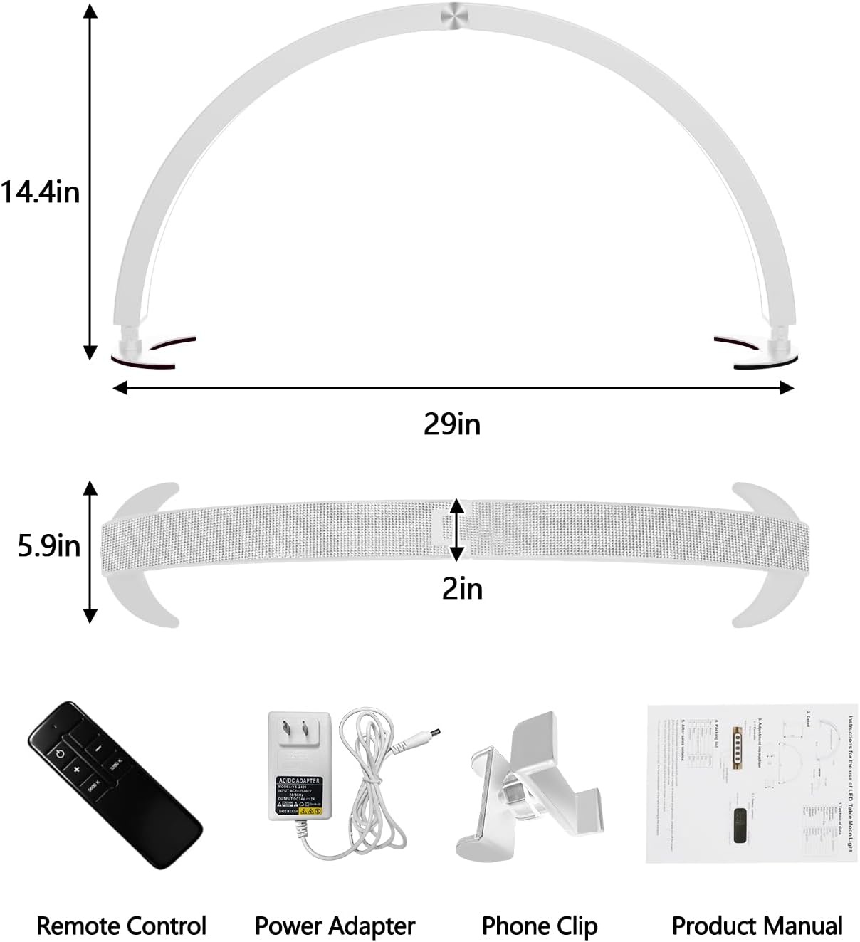 yAyusi Half Maanlicht voor Nagelbureau met Telefoonhouder Wit