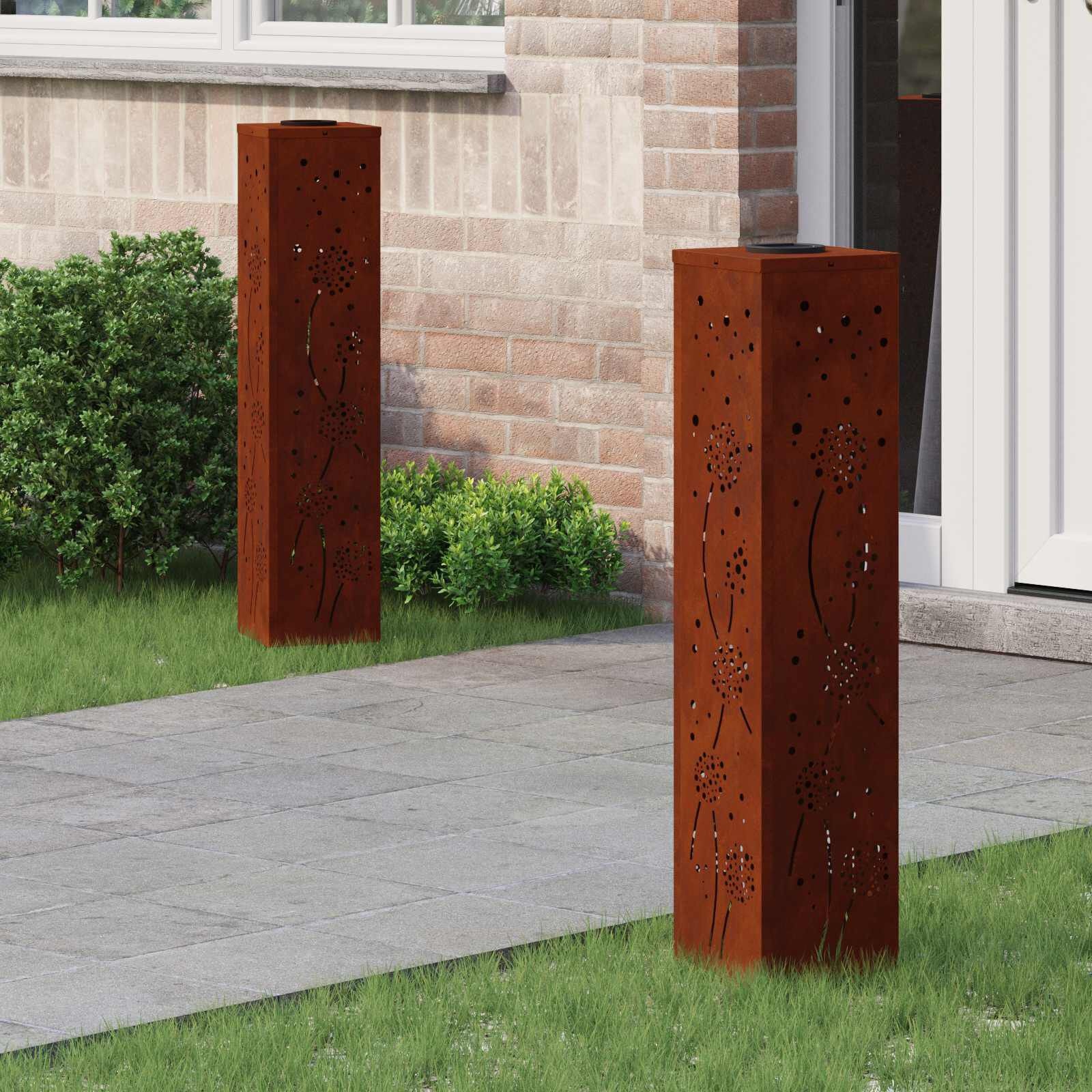 vidaXL Solar LED Pad Licht 2 pcs Cortenstaal Cortenstaal