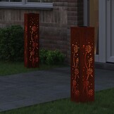 vidaXL Solar LED Pad Licht 2 pcs Cortenstaal Cortenstaal