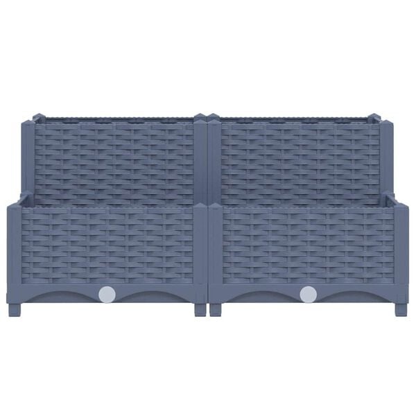 Verhoogde plantenbak 80x80x38 cm Blauwgrijs Polypropyleen - 60% Korting