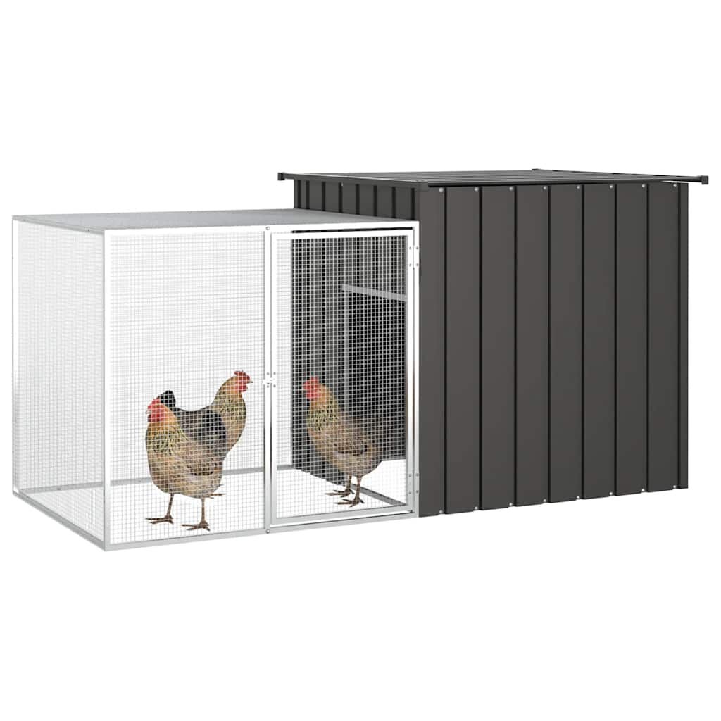 vidaXL Kippenhok 200x91x100 cm gegalvaniseerd staal antracietkleurig
