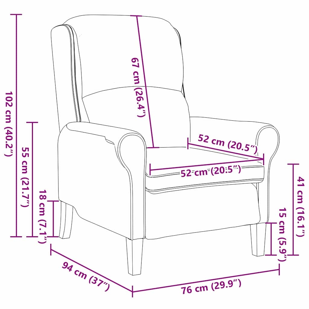vidaXL Fauteuil Crème 76 x 94 x 102 cm Fluweel