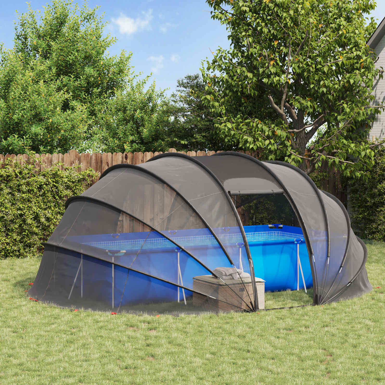 vidaXL Zwembad Tent Koepel Doorzichtig 538 x 440 x 204 cm