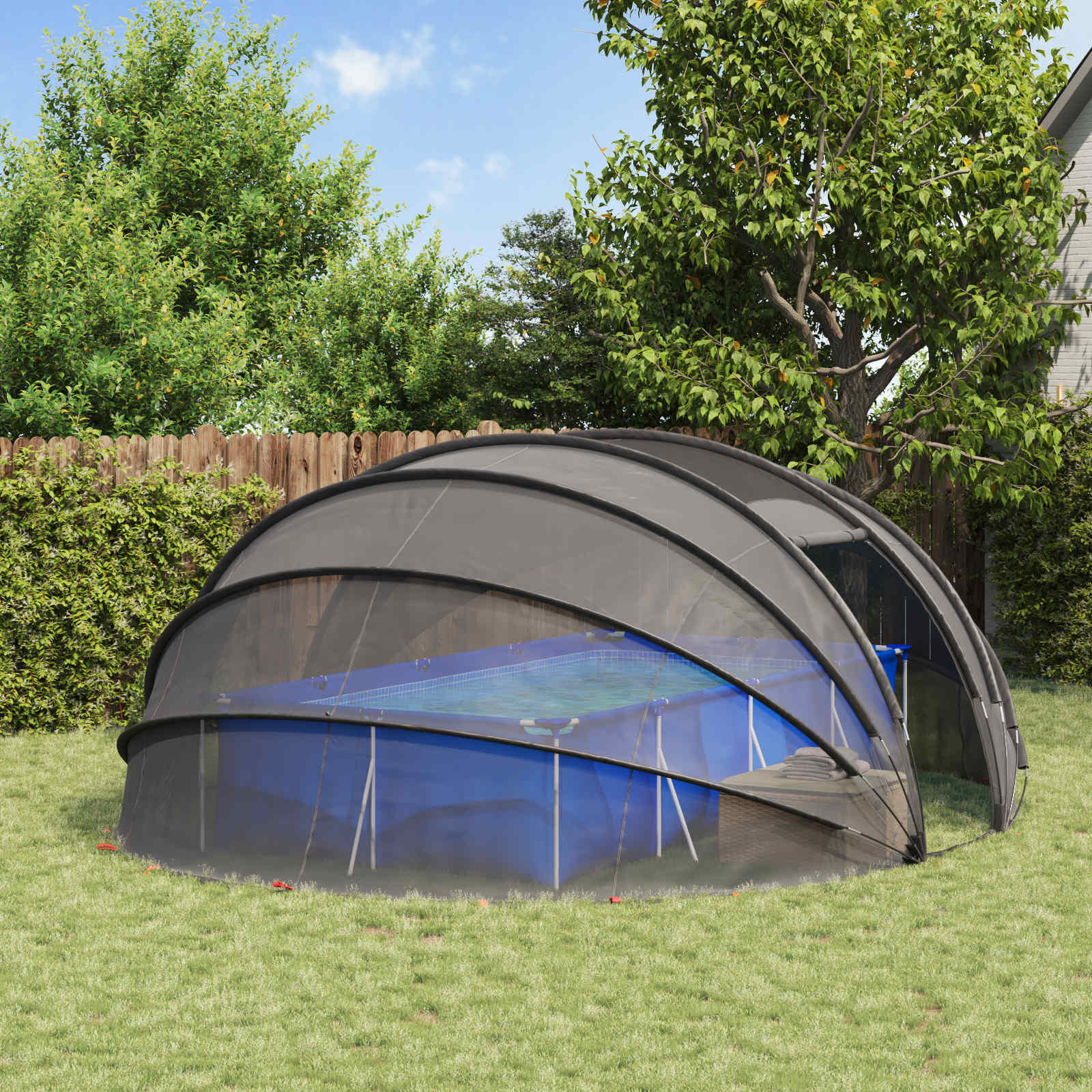 vidaXL Zwembad Tent Koepel Doorzichtig 538 x 440 x 204 cm