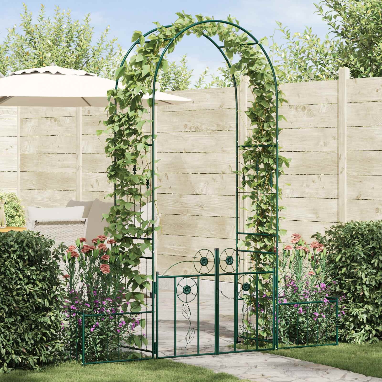vidaXL Tuin Boog Effen Groen 203 x 50 x 218 cm