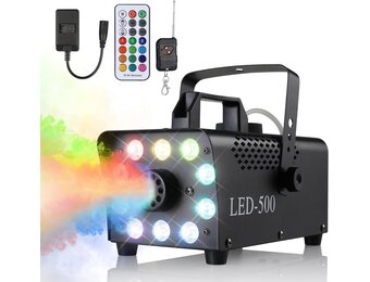 MAMIZO Mini Rookmachine 500W met 13 kleuren LED-verlichting en afstandsbediening - Zwart