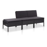 vidaXL Loungeset 3-delig Poly Rattan Zwart met Kussens - 54% Korting
