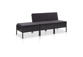 VidaXL 3-delige Loungeset Zwart - 30% Korting