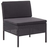 vidaXL Loungeset 3-delig Poly Rattan Zwart met Kussens - 54% Korting