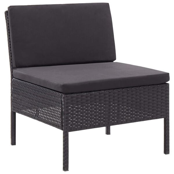 vidaXL Loungeset 3-delig Poly Rattan Zwart met Kussens - 54% Korting