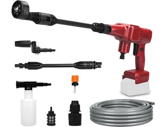 Accu-hogedrukreiniger, compatibel met Milwaukee M18 accu, 40 bar, mobiele hogedrukreiniger, pistool met verstelbare hoeken, 6-in-1 mondstuk, 5 m slang voor auto, huis, gazon, tuin