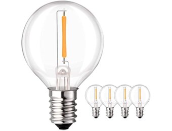 LED gloeilampen E12 warm wit, E12 G40 led-gloeilampen voor buiten 5 stuks/pak, LED gloeilamp E12 basis 2700k 230V dimbaar 1 watt/1 stuk, transparante gloeilamp bol gemaakt van plastic