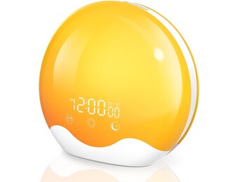 Sunrise Alarm Clock Wake Up Light Touch Screen,Double-Sided Lighting Alarm Clock for Heavy Sleepers,Dual Alarm & Snooze, 12-Color Night Light Sleep Aid, FM Radio