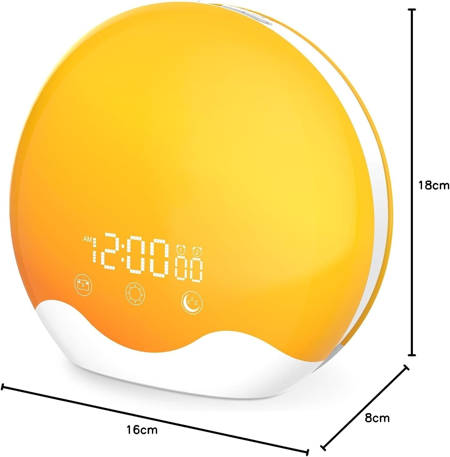 Sunrise Alarm Clock Wake Up Light Touch Screen,Double-Sided Lighting Alarm Clock for Heavy Sleepers,Dual Alarm & Snooze, 12-Color Night Light Sleep Aid, FM Radio