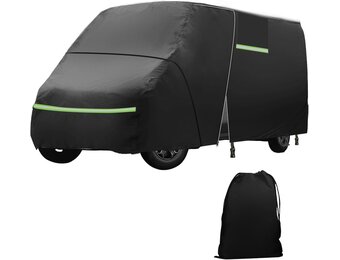 Volle garage voor FIAT Ducato 2006–2024, waterdichte camper-afdekking met zijdeur-ritssluiting, winddichte banden, regen, sneeuw, UV, stof, all-weather, hagelbescherming, ademende afdekking - Maat 5.41*2.05*2.52M