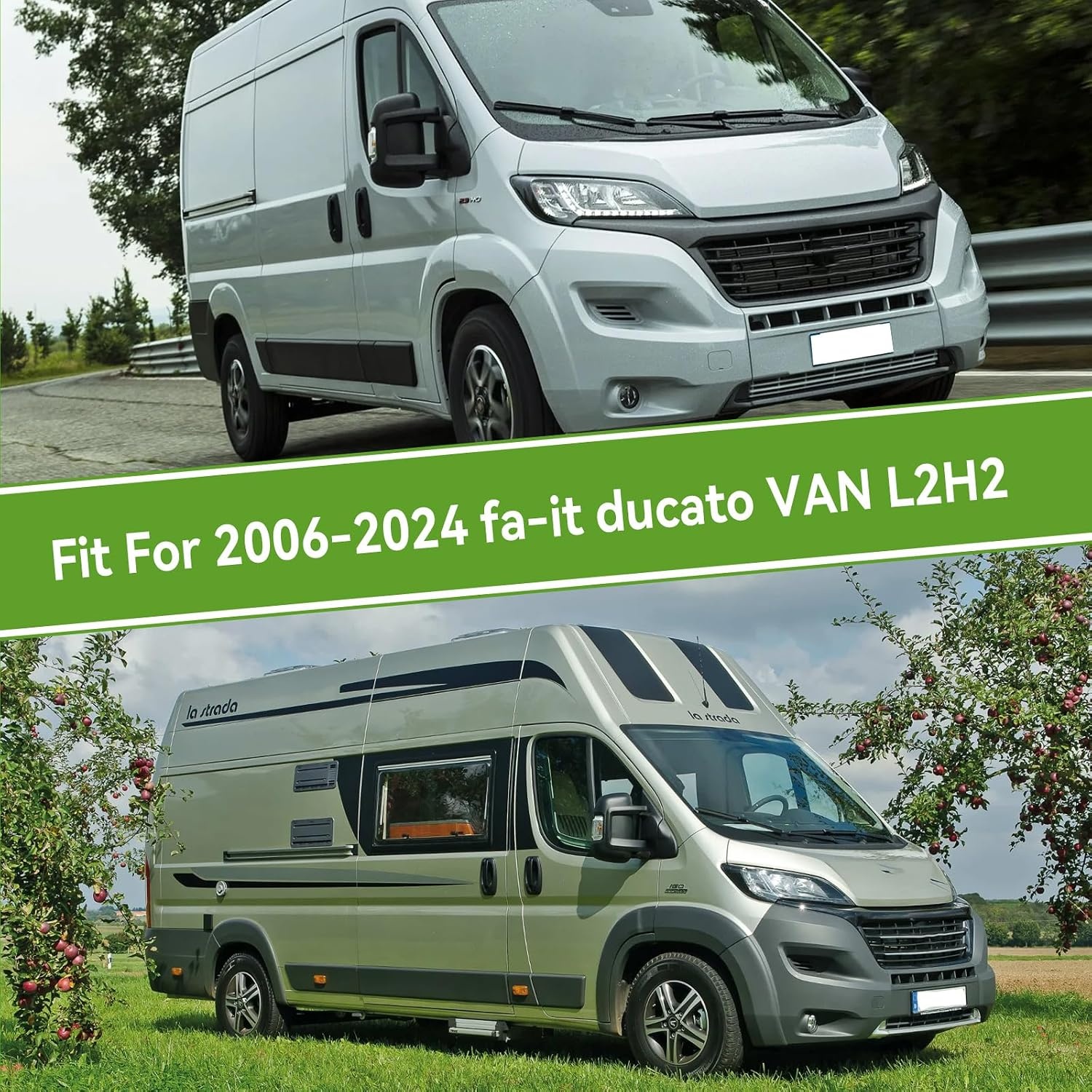 Volle garage voor FIAT Ducato 2006–2024, waterdichte camper-afdekking met zijdeur-ritssluiting, winddichte banden, regen, sneeuw, UV, stof, all-weather, hagelbescherming, ademende afdekking - Maat 5.41*2.05*2.52M