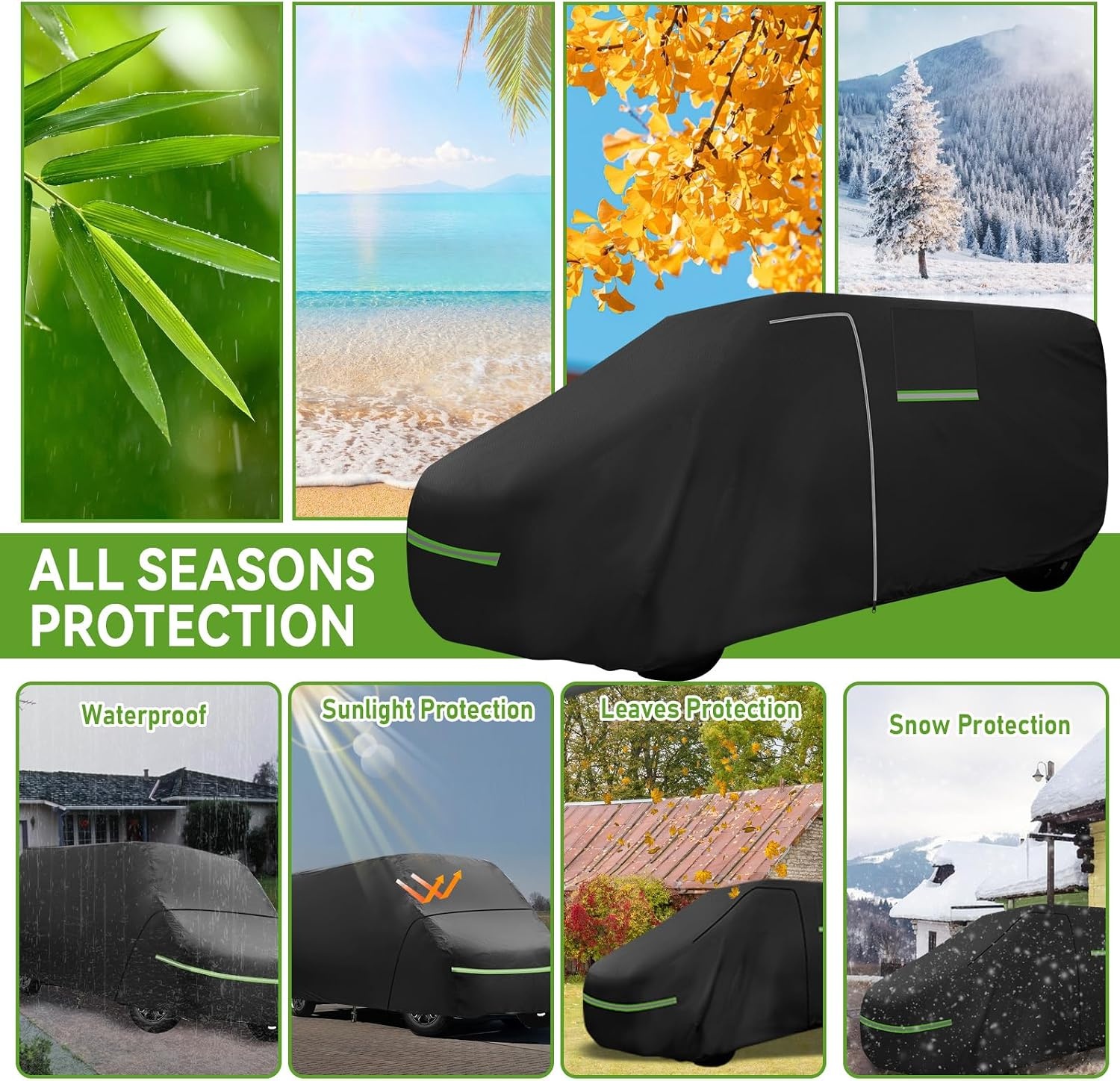 Volle garage voor FIAT Ducato 2006–2024, waterdichte camper-afdekking met zijdeur-ritssluiting, winddichte banden, regen, sneeuw, UV, stof, all-weather, hagelbescherming, ademende afdekking - Maat 5.41*2.05*2.52M