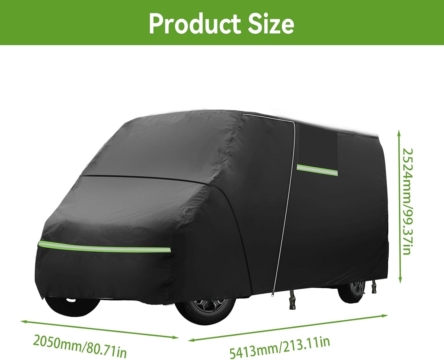 Volle garage voor FIAT Ducato 2006–2024, waterdichte camper-afdekking met zijdeur-ritssluiting, winddichte banden, regen, sneeuw, UV, stof, all-weather, hagelbescherming, ademende afdekking - Maat 5.41*2.05*2.52M