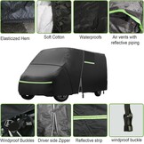 Volle garage voor FIAT Ducato 2006–2024, waterdichte camper-afdekking met zijdeur-ritssluiting, winddichte banden, regen, sneeuw, UV, stof, all-weather, hagelbescherming, ademende afdekking - Maat 5.41*2.05*2.52M