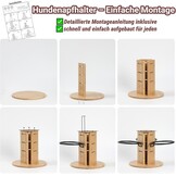Hondenbak, in hoogte verstelbaar, voederstation met 3 roestvrijstalen bakken, elk 1400 ml, houten voerbak, 3 treden voor middelgrote tot grote honden, 32 x 28 cm