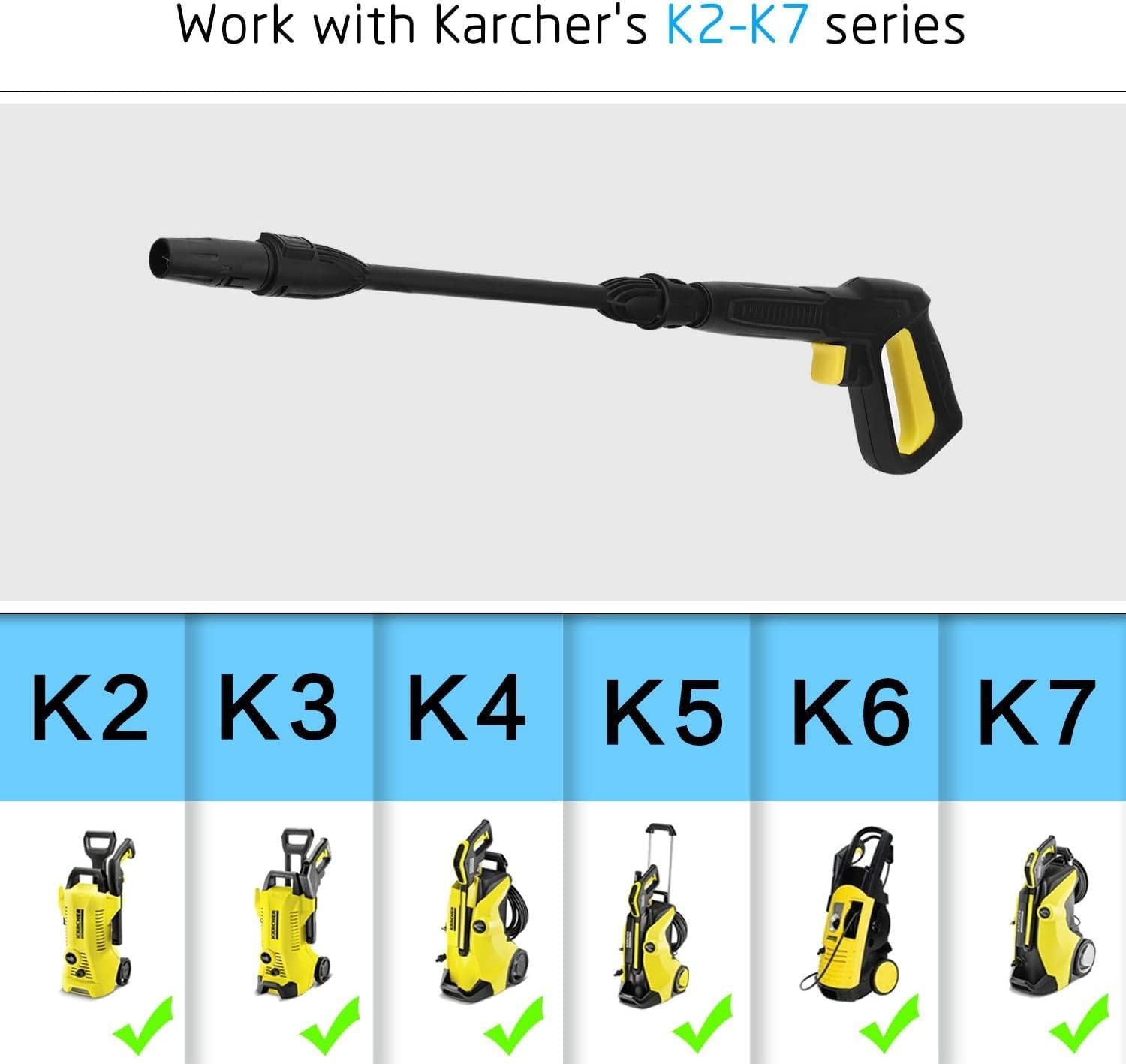 YUET Trigger Hogedruk Waspistool Jet Washer Accessoire Kit Quick Connect Release Systeem voor Karcher K2 K3 K4 K5 K6 K7 Kärcher & Wand Dirt Lance Spray Nozzle Verstelbare Reiniging Cleaner Slang 2100