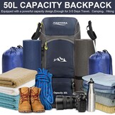 jianyana Hiking Backpack Waterproof 50L Foldable Rucksack Durable Lightweight Camping Bag with Rain Cover for Camping Trekking Hiking Walking Cycling Climbing Outdoor Sports for Women Men