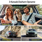 Volam 3-kanaals dashcam voor parkeerbewaking met FHD infrarood nachtzicht WDR G-sensor