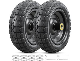 2 stuks 10 x 3 banden, lekbestendig, 10 x 3,0-6 banden, met 5/8 inch asboring en dubbel afgedichte lagers, compatibel met 10 inch steekwagenbanden, kruiwagenbanden, grasmaaierbanden, zwart