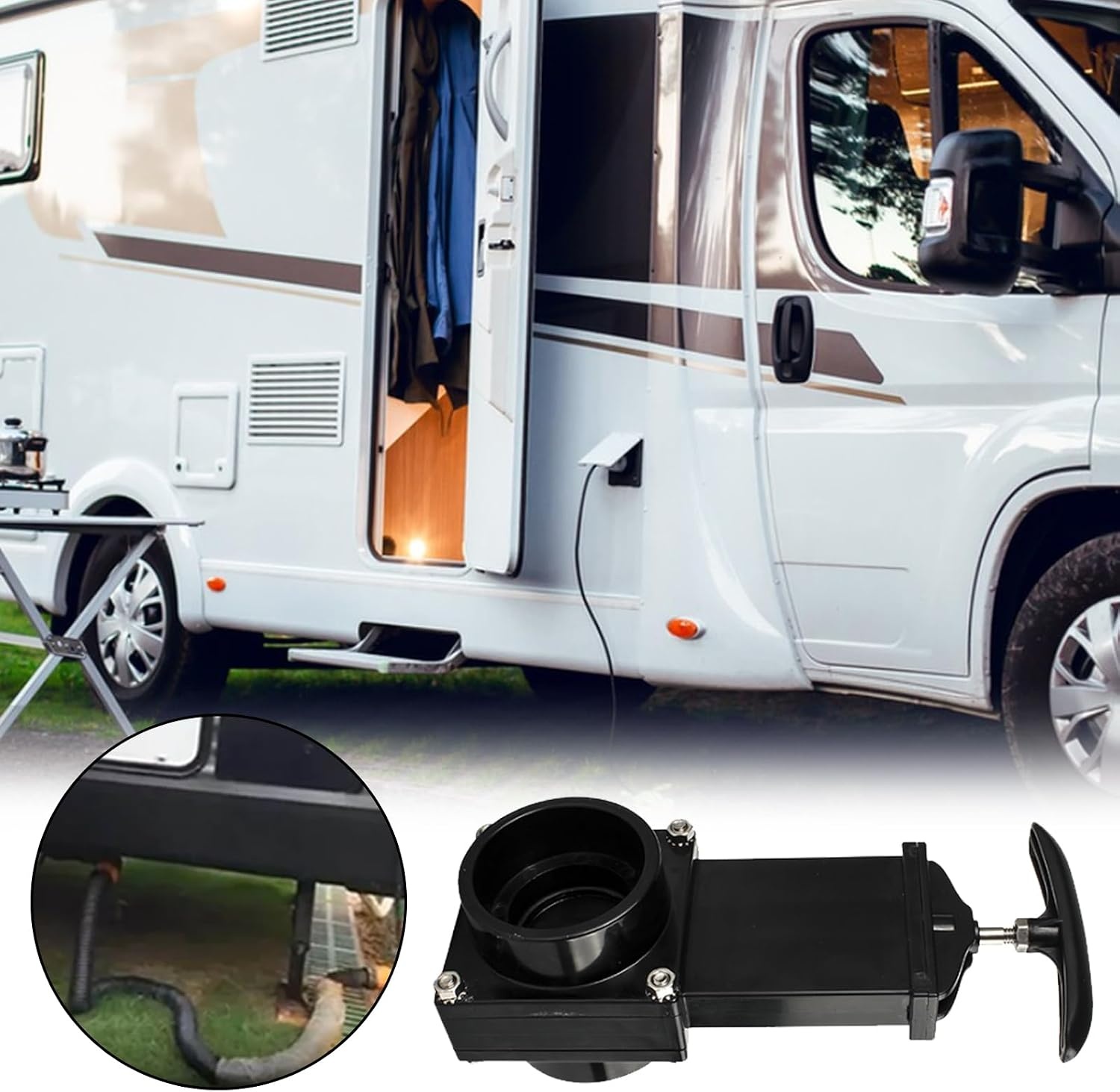 Afvoerventiel Camper Caravan Bestelwagen | 50mm Trekschuiver Zwart | 39% Korting