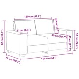 Zwarte 2-zitsbank 120 cm stof - 35% korting