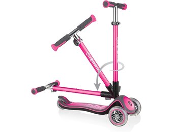 Globber Elite Deluxe Lights – step voor kinderen, 120/80 mm, ABEC 5, 3 wielen, in hoogte verstelbaar, led-wielen, roze
