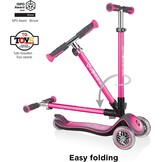 Globber Elite Deluxe Lights – step voor kinderen, 120/80 mm, ABEC 5, 3 wielen, in hoogte verstelbaar, led-wielen, roze