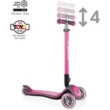 Globber Elite Deluxe Lights – step voor kinderen, 120/80 mm, ABEC 5, 3 wielen, in hoogte verstelbaar, led-wielen, roze