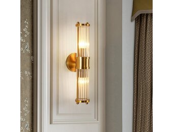 zhxinashu Gouden Glazen Wandlamp – Industriële Vintage Wandarmatuur E14, Wandlamp voor Woonkamer, Slaapkamer, Nachtkastje en Gang