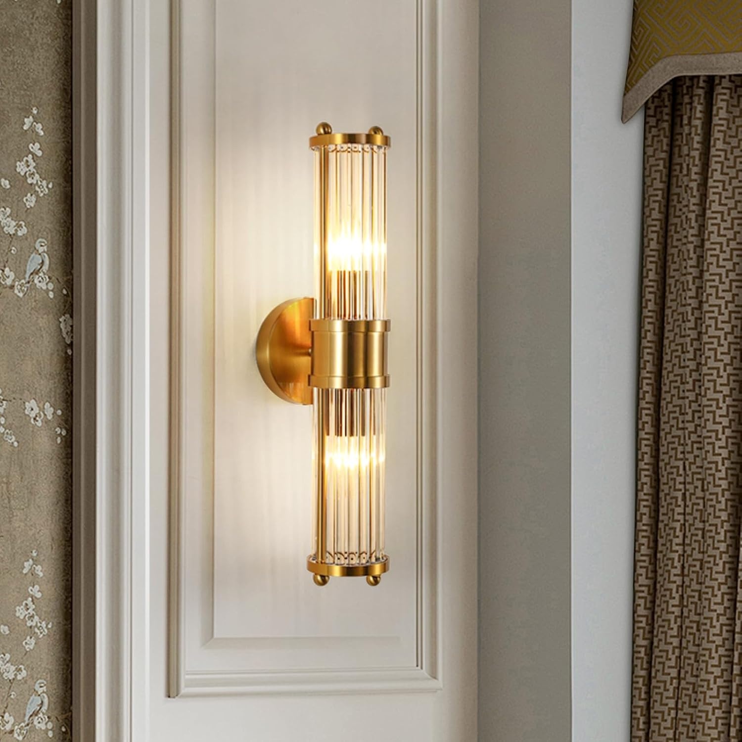 zhxinashu Gouden Glazen Wandlamp – Industriële Vintage Wandarmatuur E14, Wandlamp voor Woonkamer, Slaapkamer, Nachtkastje en Gang