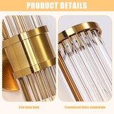 zhxinashu Gouden Glazen Wandlamp – Industriële Vintage Wandarmatuur E14, Wandlamp voor Woonkamer, Slaapkamer, Nachtkastje en Gang