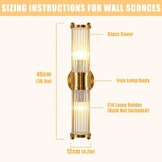 zhxinashu Gouden Glazen Wandlamp – Industriële Vintage Wandarmatuur E14, Wandlamp voor Woonkamer, Slaapkamer, Nachtkastje en Gang